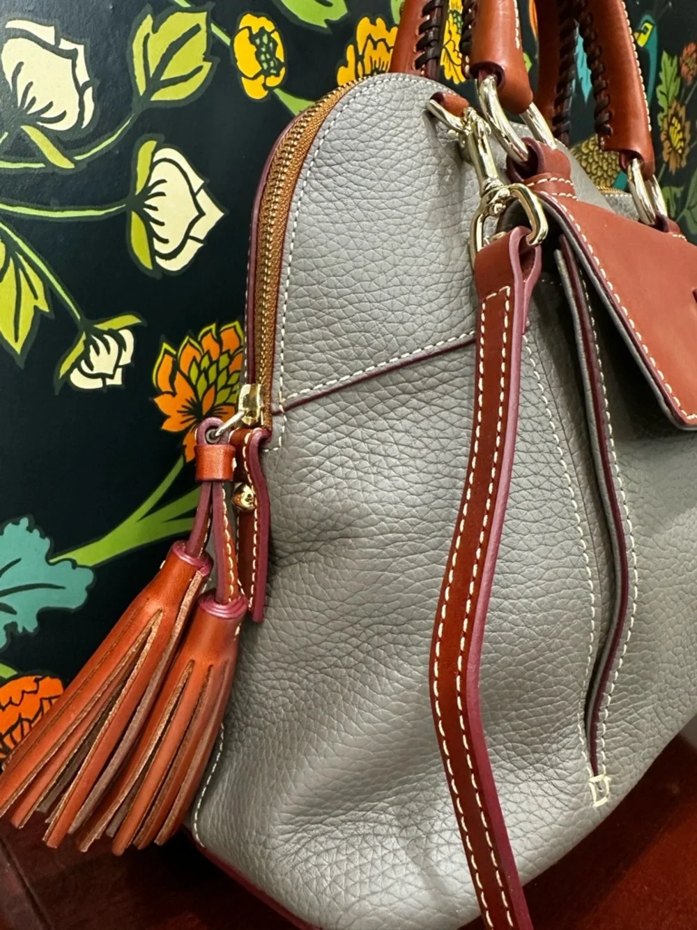 Dooney & Bourke Gray and Tan Satchel